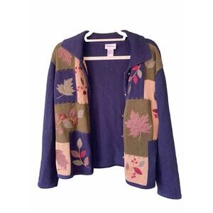 Womens Small Cardigan Embroidered Patchwork Vintage Casual Grandma Core Twee